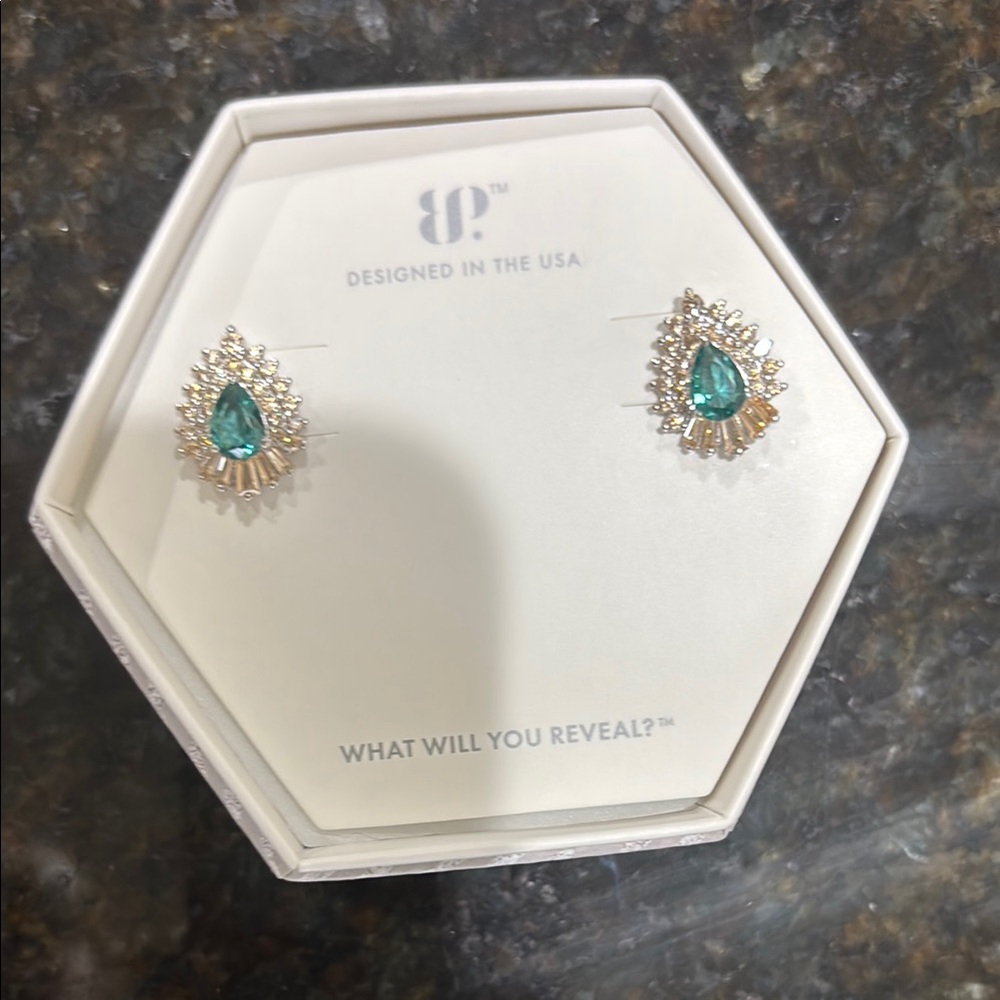 Elegant Teardrop Earrings with Green Gemstone
